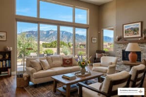 Rio Rancho sparkling living room overlooking Sandia Mountains - Rio Rancho deep clean services