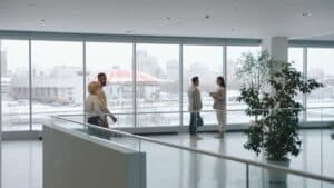 janitor and cleaner in professional office lobby - janitor and cleaner