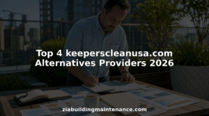 Facility manager reviewing cleaning service providers