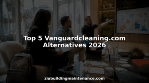 Business team comparing commercial cleaning options