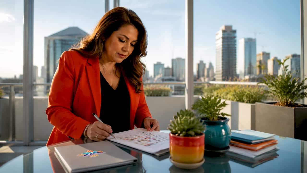 Office manager reviewing cleaning schedule