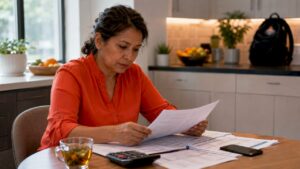 Facilities manager reviewing cleaning cost report