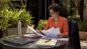 Facility manager reviewing cleaning vendor proposals