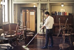professional floor cleaning service in commercial building