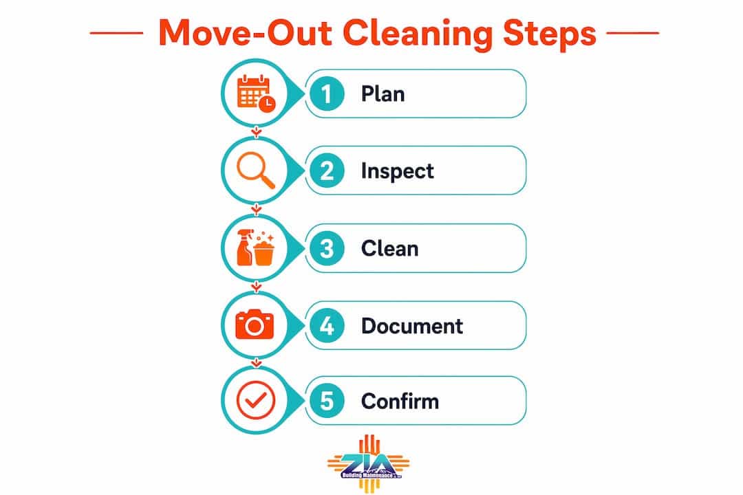 Infographic detailing move-out cleaning steps