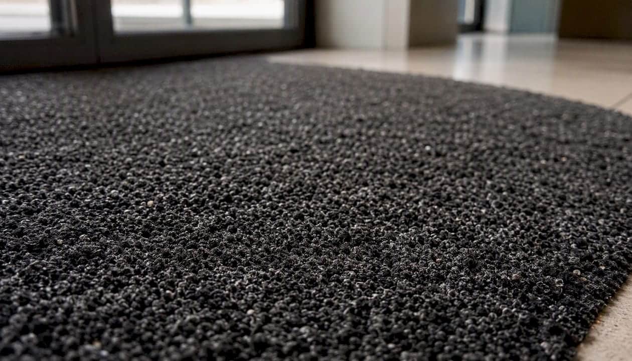 Close-up of moist nylon interior walk-off mat
