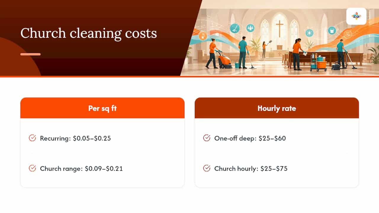 Chart of church cleaning costs and influencing factors