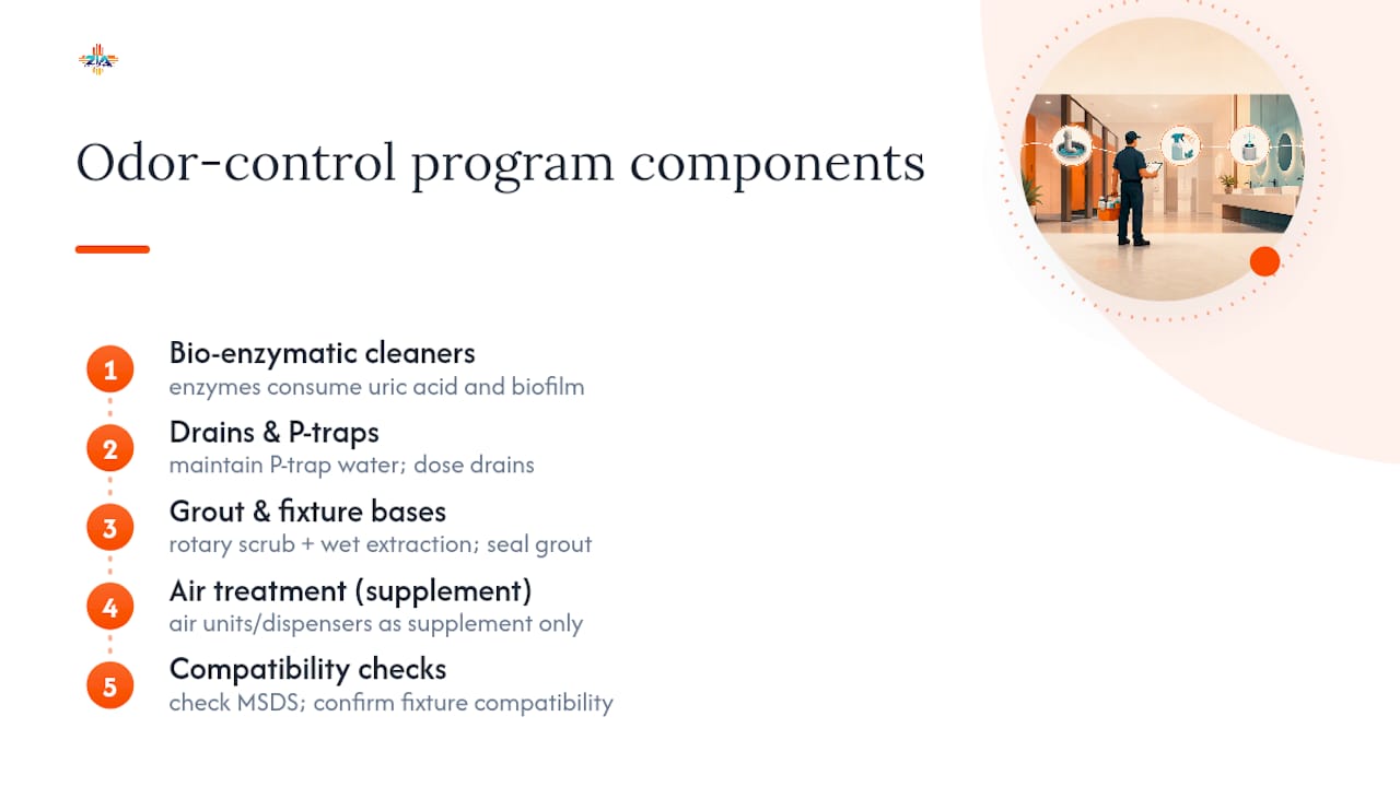 Five components of restroom odor control