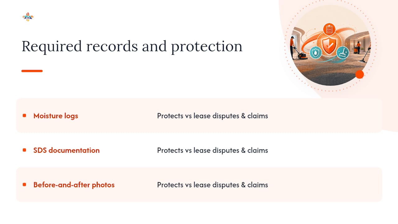 Three required carpet cleaning records