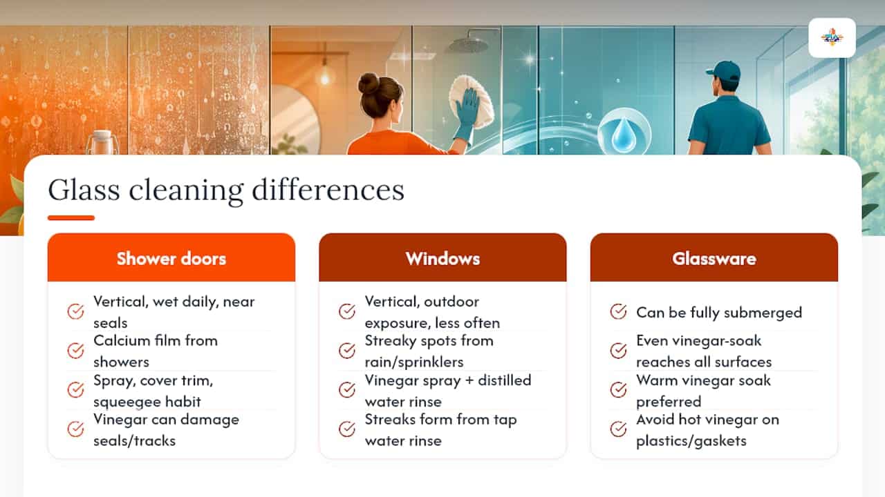 Comparison of cleaning methods for three glass types