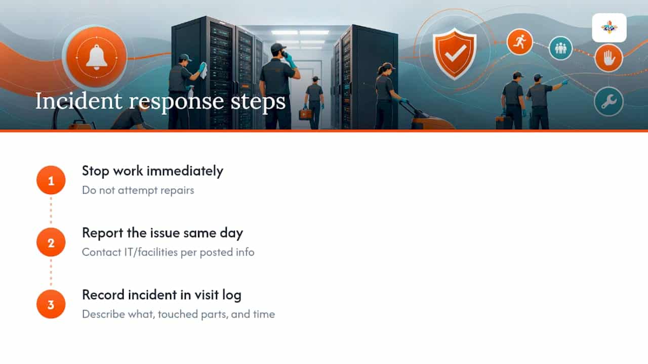 Three-step server room incident response process