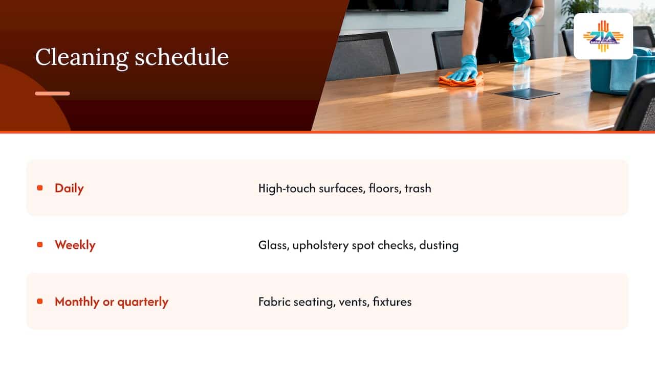 Daily weekly and periodic cleaning schedule