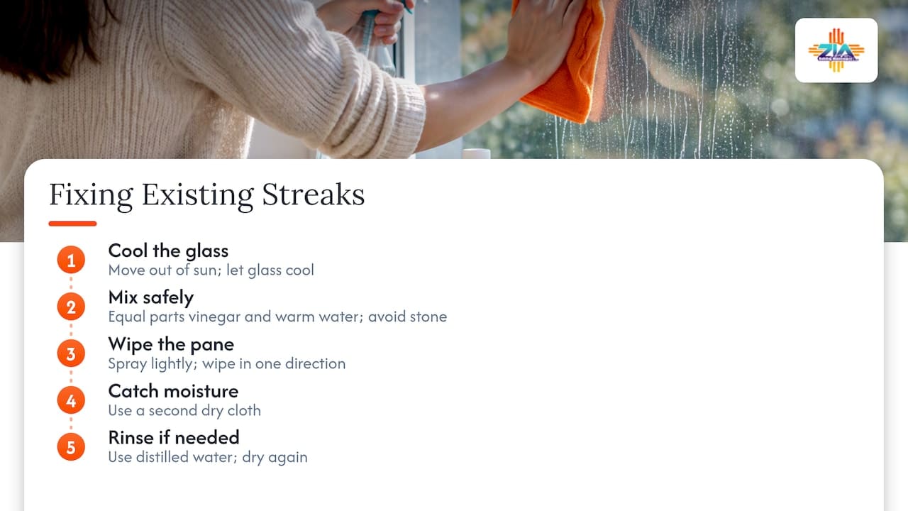 How to fix streaks that are already on the glass — overview diagram