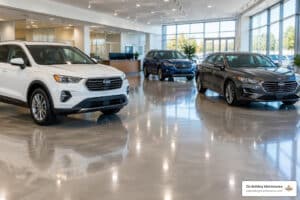 clean car dealership showroom floor
