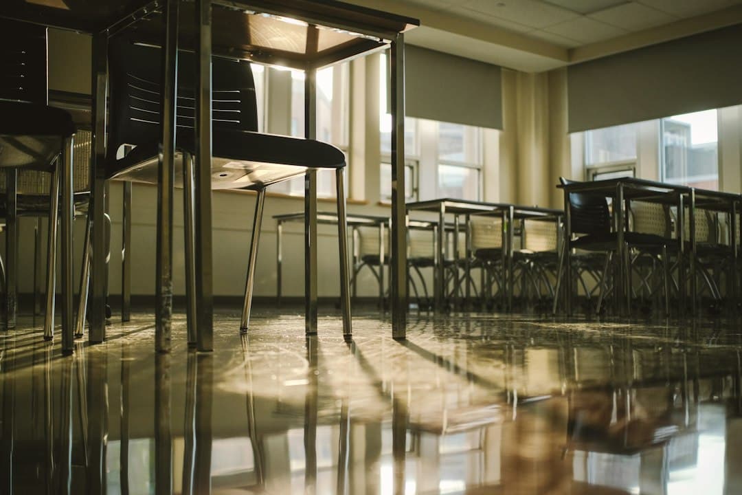 School disinfection services in a sanitized modern classroom - School disinfection services